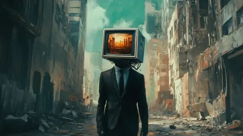 Futuristic Man with TV Head