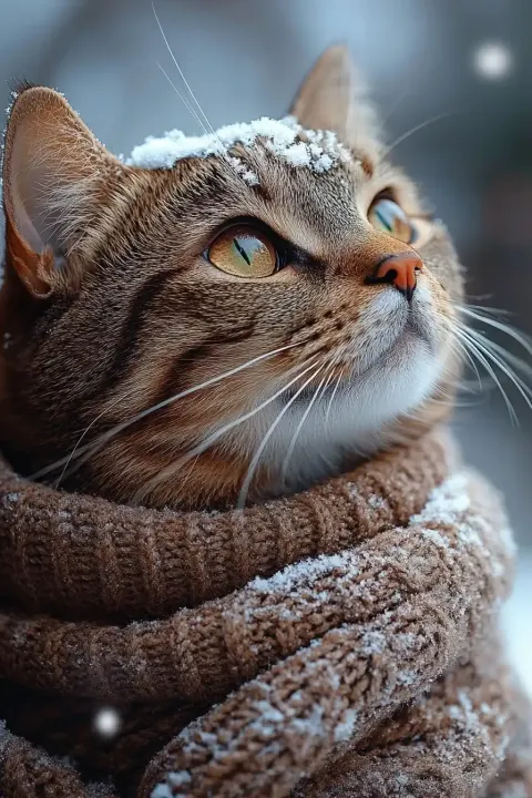 Snowy Cat Illustration