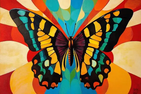 Escher-Inspired Vibrant Butterfly