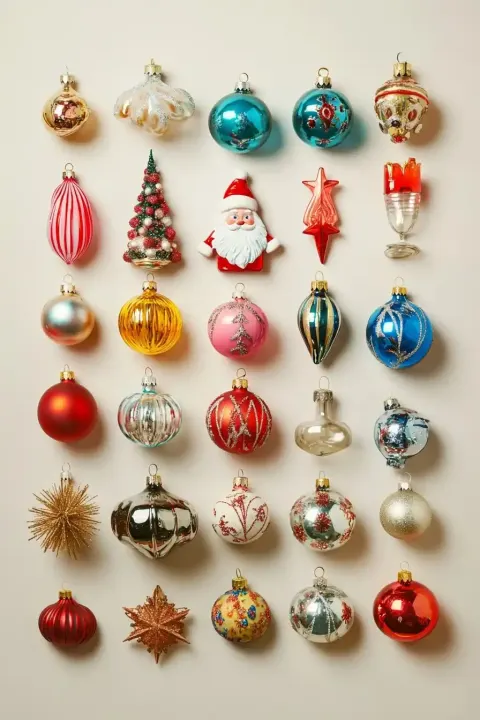 Vintage Soviet Ornaments Flat Lay