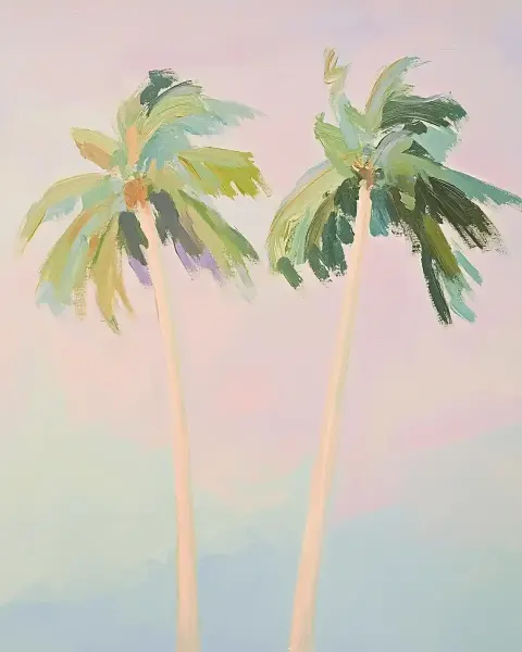Minimalist Palm Trees Sunset