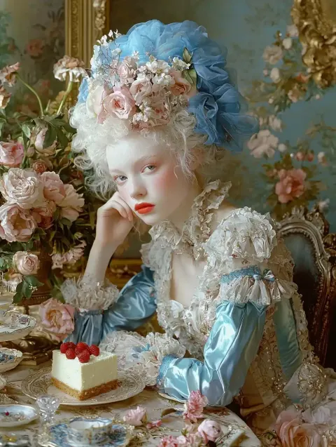 Rococo Woman in Tea Room