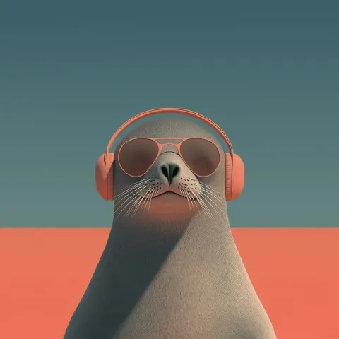 Seal Portrait with Headphones