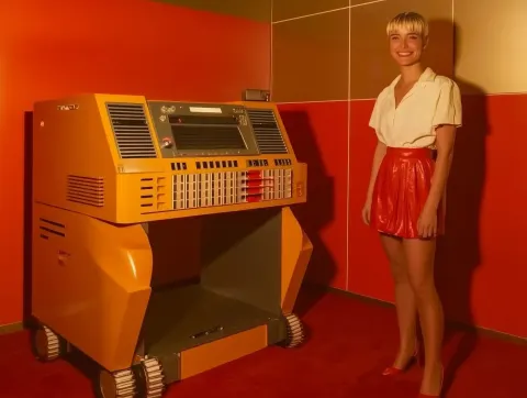 Cinematic Sci-Fi Woman and Robot