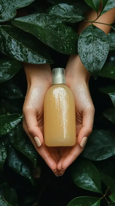 Women with Shampoo in Nature