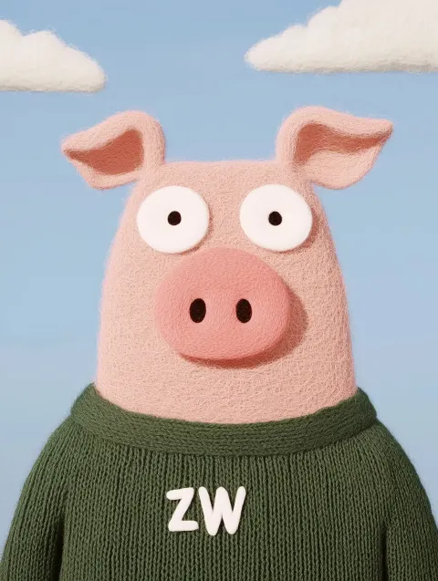 Felt Pig in Sweater