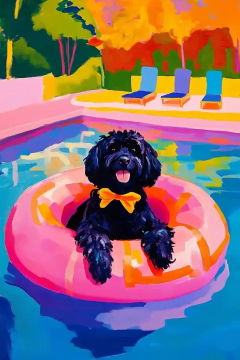 Pastel Doodle in Pool