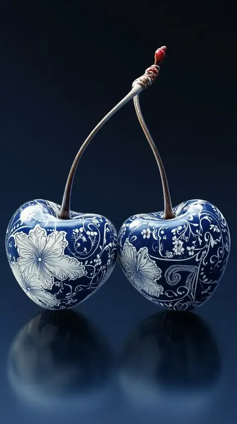 Surreal Cherries with Patterns