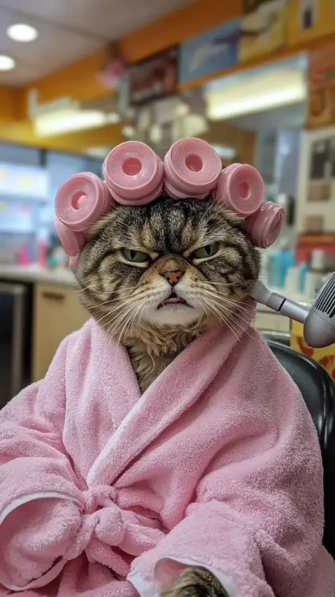 Angry Cat in Salon
