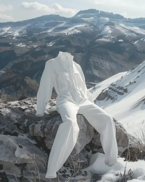 Winter Mountains with Jumpsuit