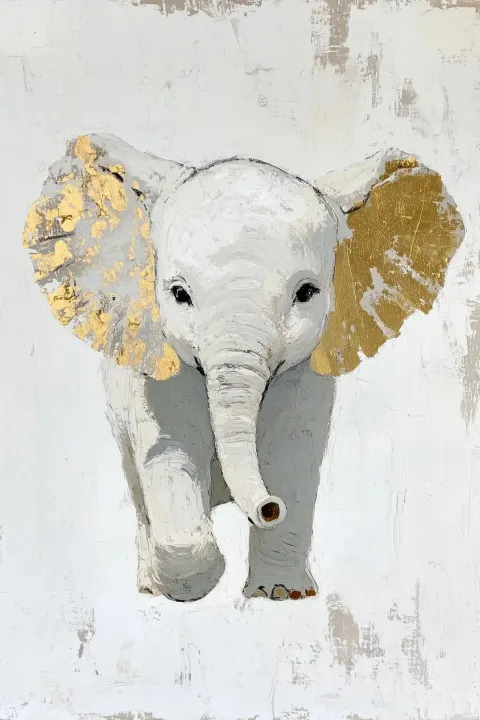 Fauvist Baby Elephant Portrait