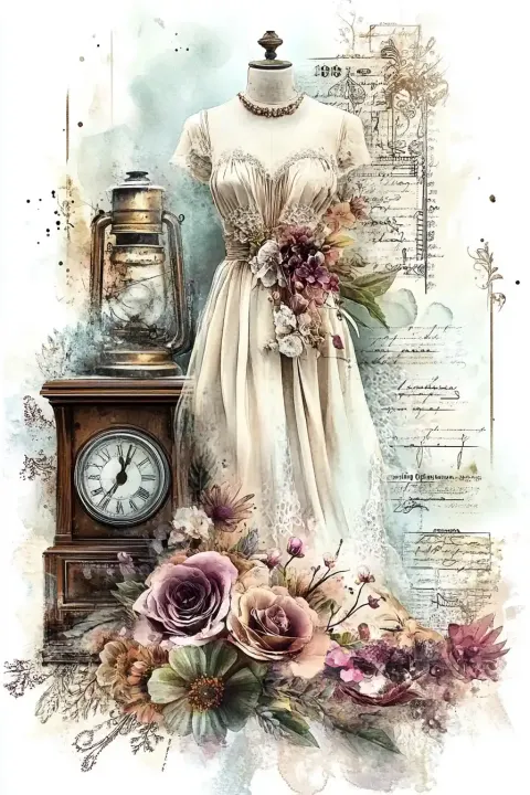 Antique Sewing Patterns Watercolor