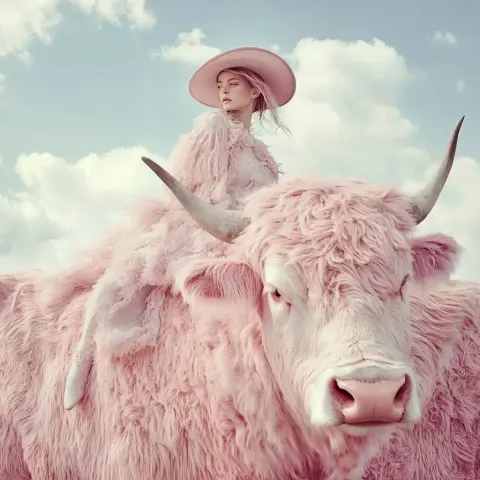 Surreal Woman on Bull
