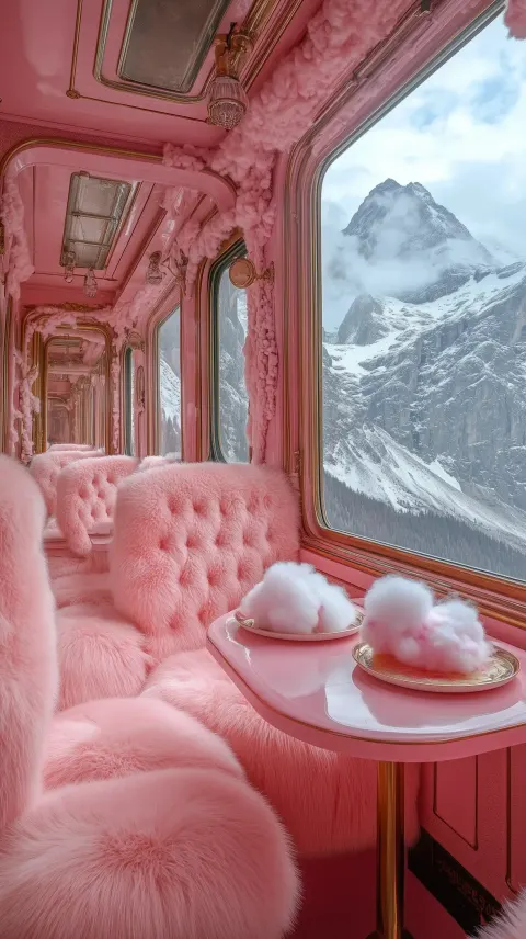 Luxurious Pink Train Interior