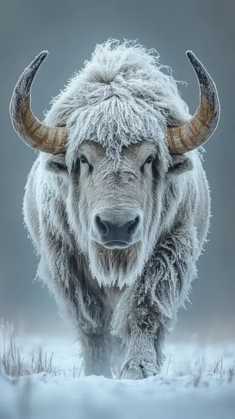 Tusker in Snowy Field