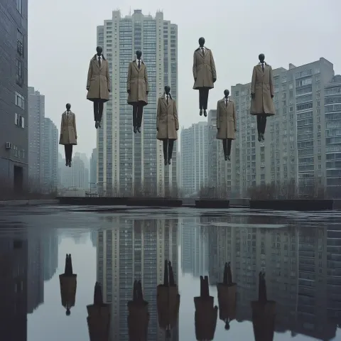 Gentlemen Floating in City
