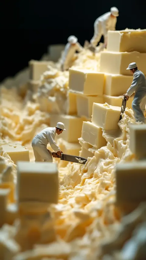 Miniature Bakers Cutting Butter