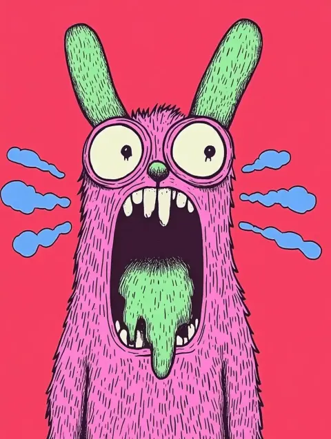 Insane Rabbit Pen Illustration