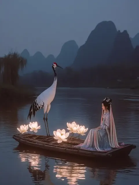 Lo-Fi Crane on River