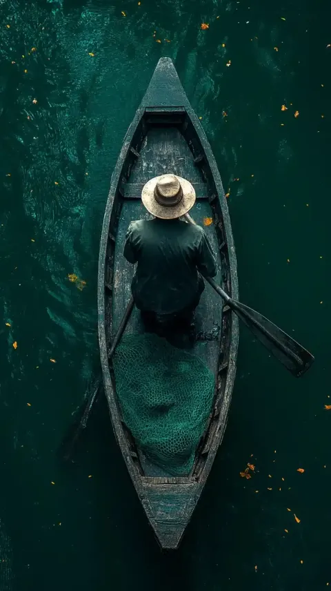 Ancient Fisherman in Darkness