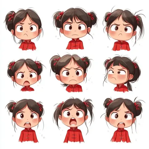 Qipao Girl Emoticon Grid