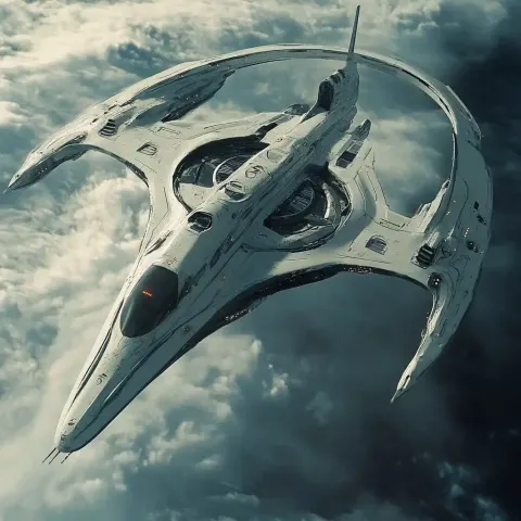 Photorealistic Bird-Like Spaceship