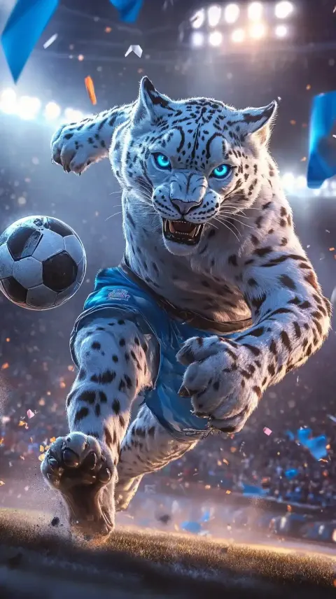 Dynamic Snow Leopard Mascot