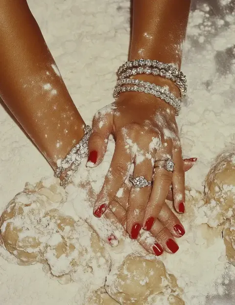 Elegant Hands Kneading Dough