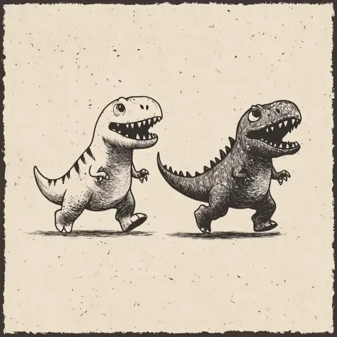 Minimalistic Dinosaurs in Ink