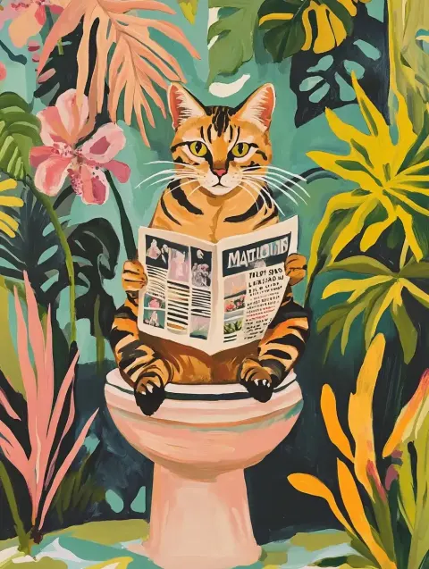 Bengal Cat Reading Newspaper