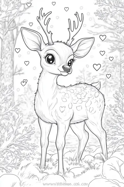 Kawaii Deer in Snow