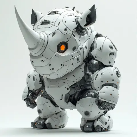 Minimalist Titanium Rhinoceros Robot