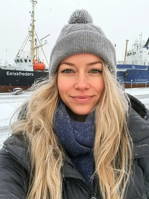 Blonde Woman Selfie Winter