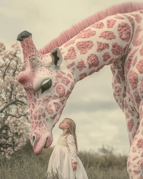 Surreal Child with Giraffe
