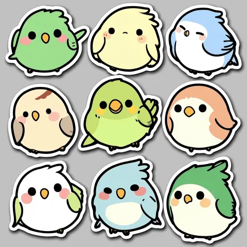 Kawaii Parrot Emoticon Stickers