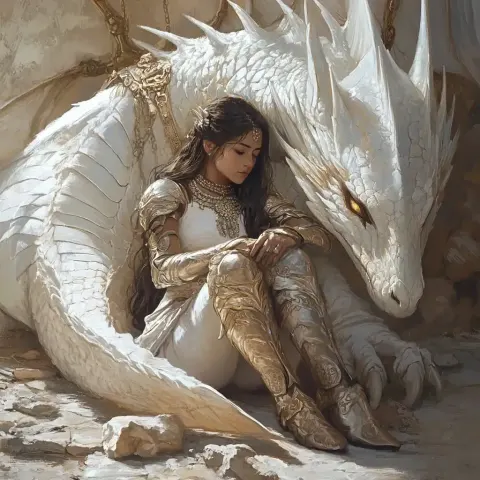 Indian Woman in Armor with Dragon