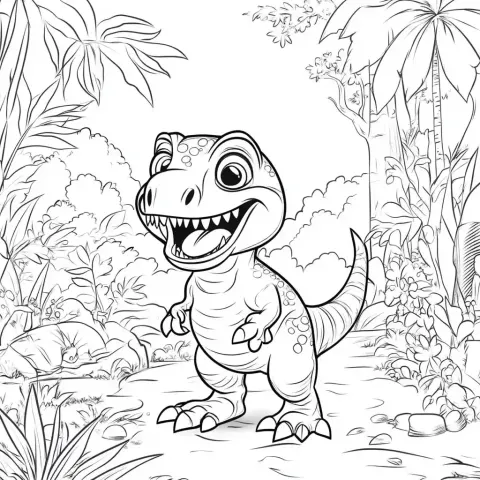 Cartoon T-Rex Coloring Page
