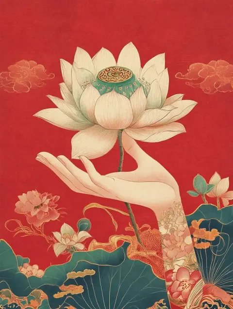 Chinese Hand Holding Lotus