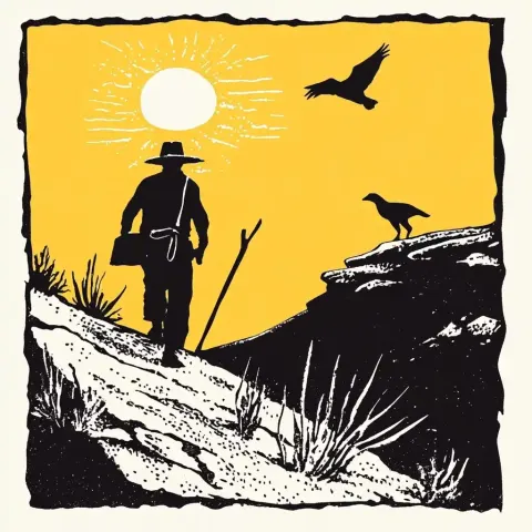Cowboy Tarot Linocut Print