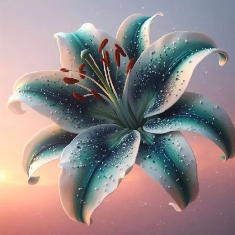 Stardust Lily With Teal and White Star-Spotted Petals