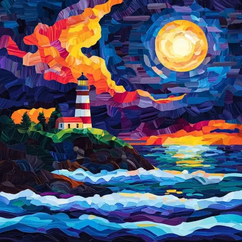 Vibrant Lighthouse in Storm