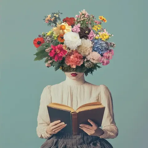 Floral Portrait with Book