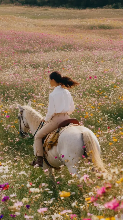 Cinematic Woman Riding Horse