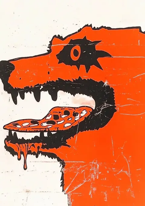 1980s Vector Pizza Dog