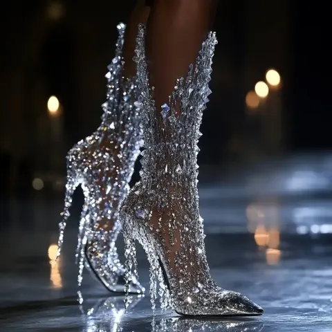 Crystal-Infused Runway Footwear