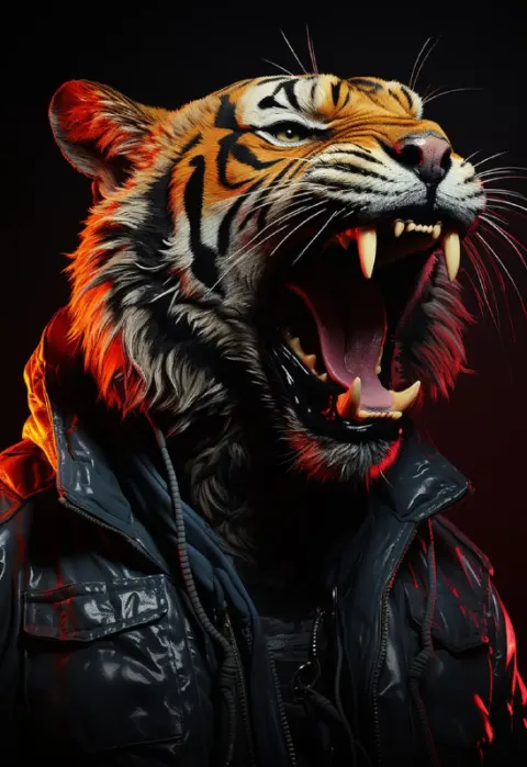 Rapping Tiger in Punk Rock Hip-Hop Game Art