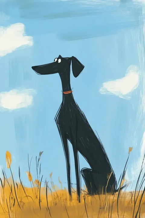 Stylized Whippet Against Sky