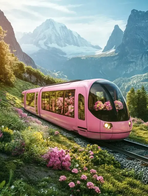 Photorealistic Train in Alps