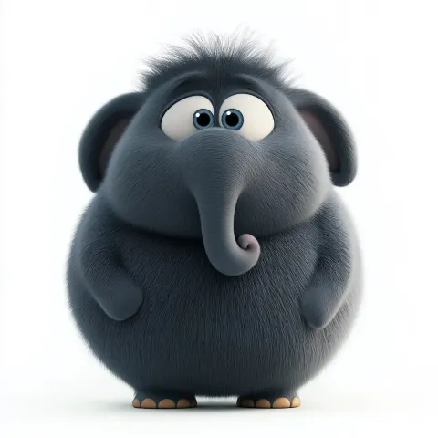 Cartoon Elephant with Exaggerated Features
