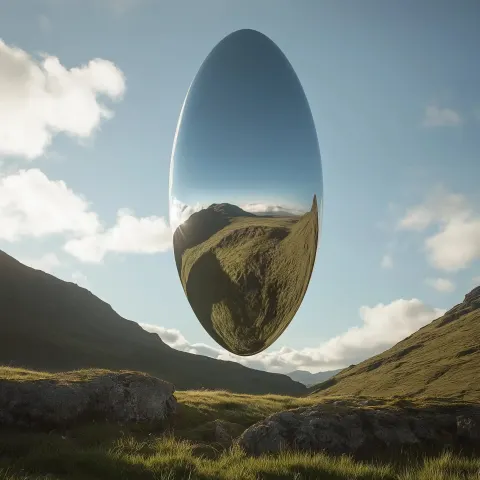 Suspended Steel Oval Minimalism